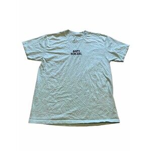 Men’s T-Shirt Red Eight Brand "Anti Social" Turquoise Embroidered Logo Size L